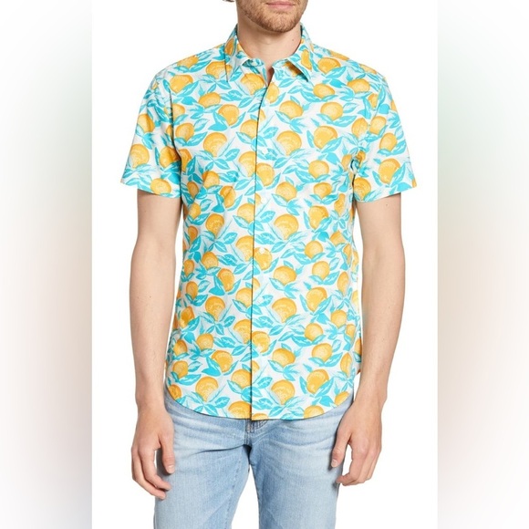 Bonobos Other - Bonobos Riviera Short Sleeve button down medium Slim Fit Fruit Tropical Orange